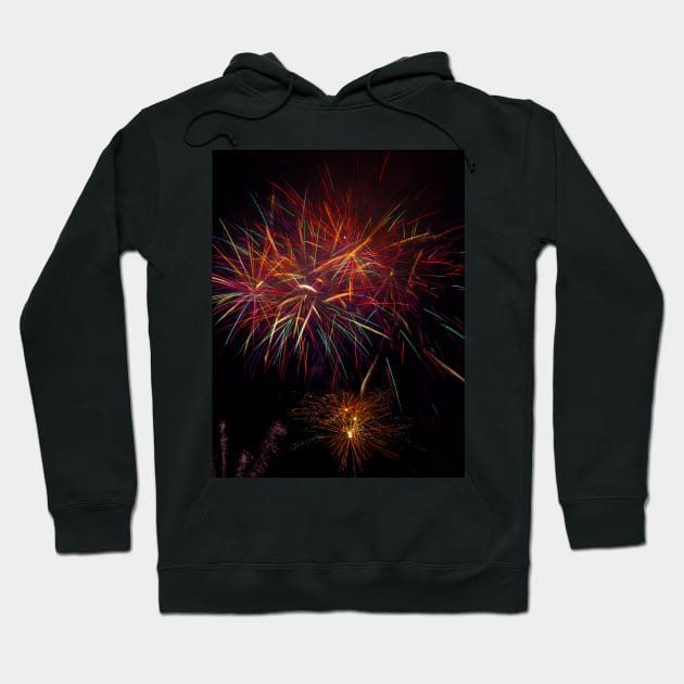 Colorful Fireworks Blasting In The Dark Sky Hoodie by photogarry